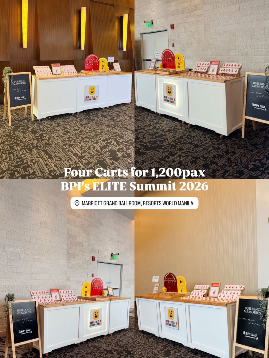 Souvenir carts set up at a large corporate event